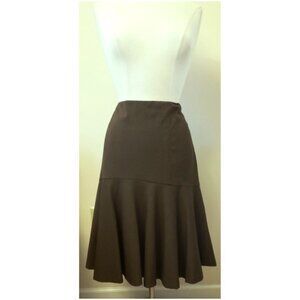 Lauren Ralph Lauren Ruffle A-Line Wool Midi Skirt Size-12 Petite Army Green